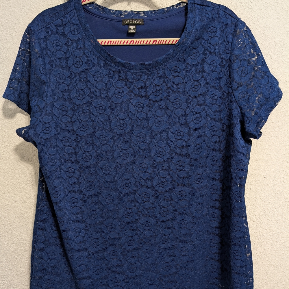 George Women's Blue Lace Top